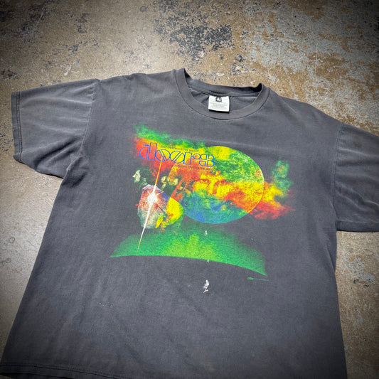 Vintage 90s The Doors Day Destroys the Night Faded Black Distressed Band Tee