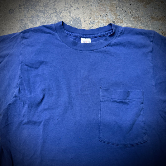 Vintage 80s Blue Blank Pocket Tee
