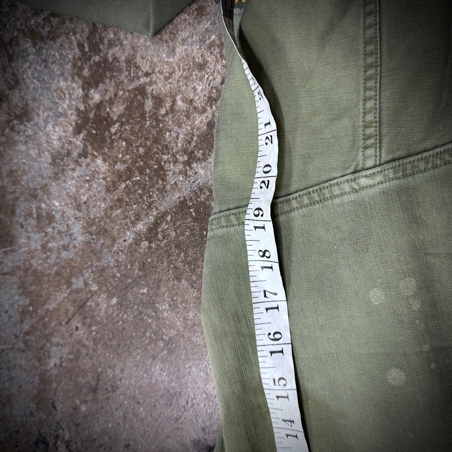 Vintage 60s OG 107 Army Shirt with Hand Drawn Skull Head Sparrow Art