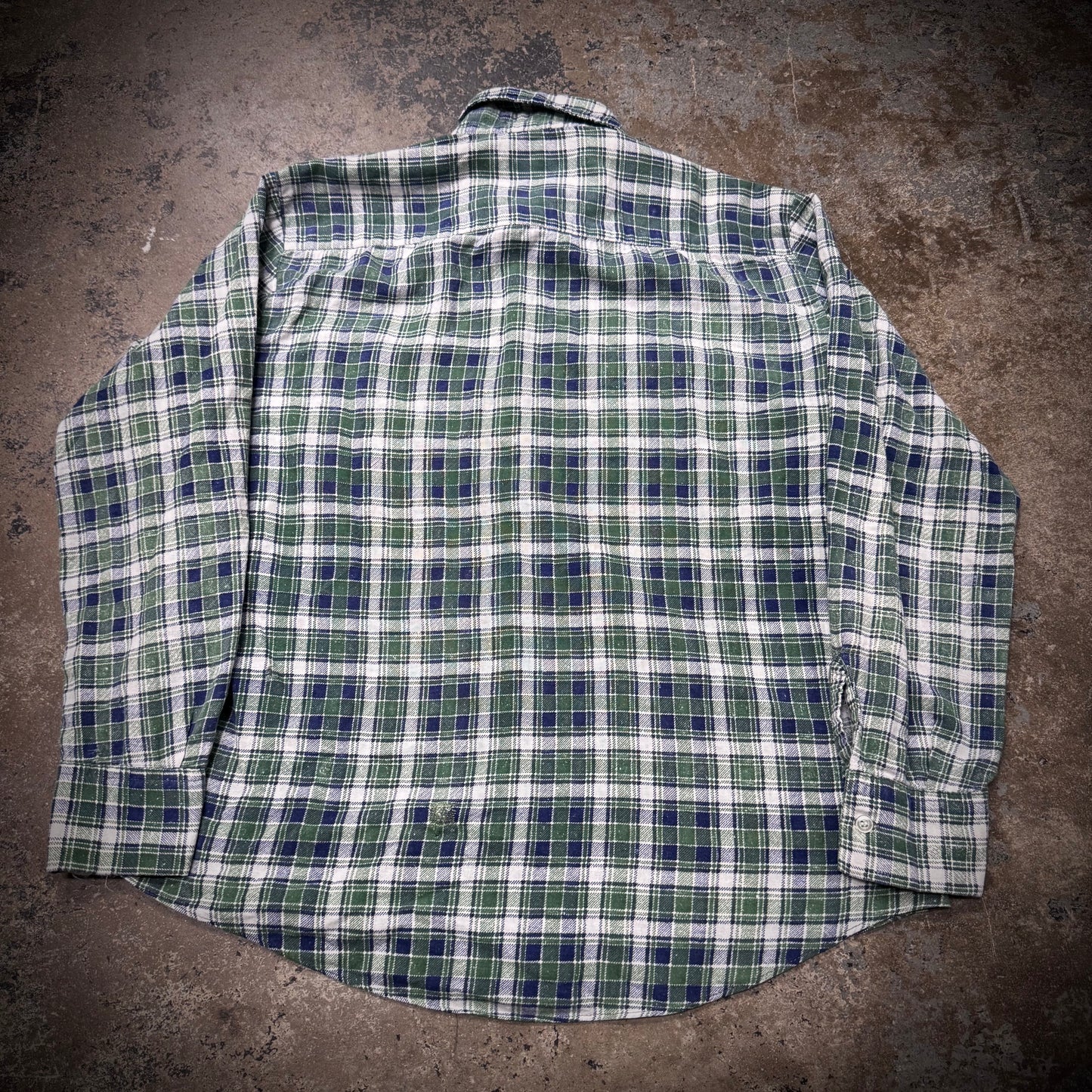 Vintage 70s Distressed and Repaired Plaid Cotton Shirt