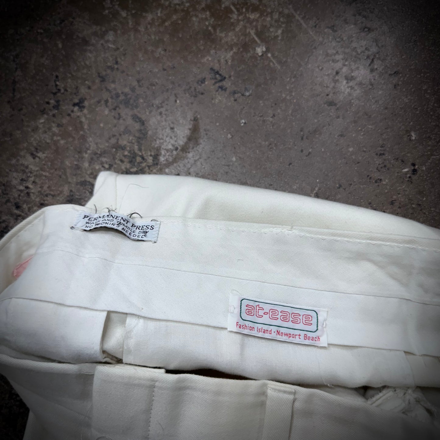 Vintage 70s At Ease Baggy Wide Leg White Chino Pants