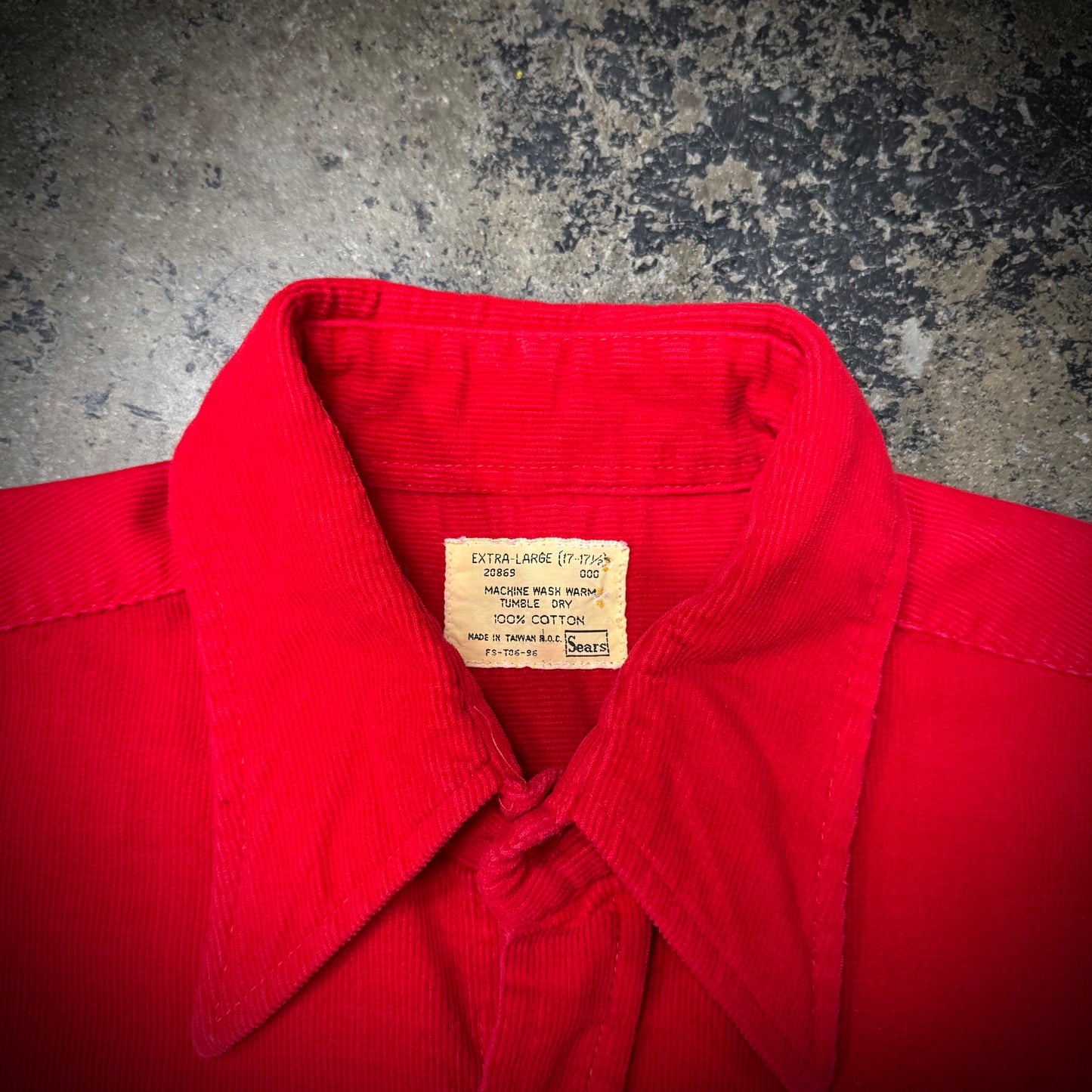 Vintage 1960s Sears 100% Cotton Red Corduroy Work Shirt