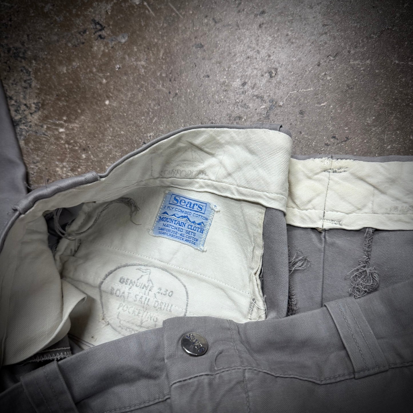 Vintage 50s Sears Mountain Cloth Repaired Distressed Chino Pants