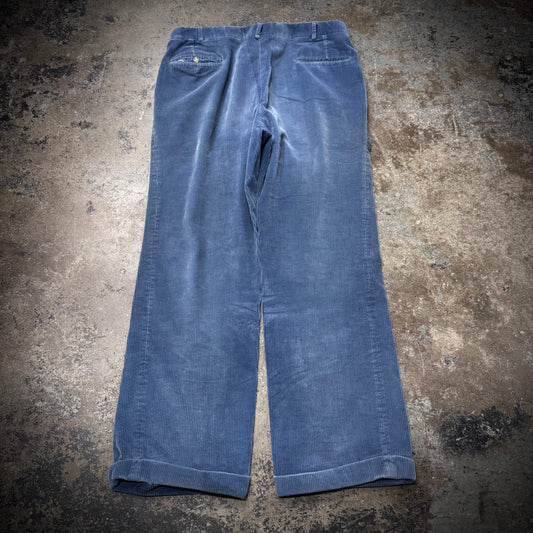 Vintage 80s Distressed Blue Corduroy Chino Pants