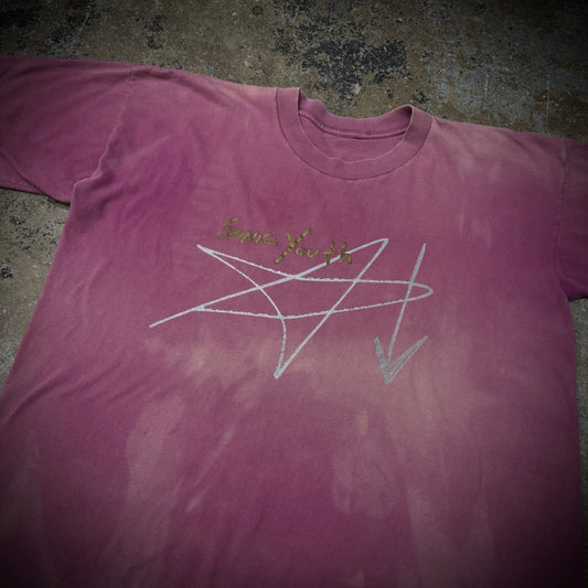 Vintage 90s Sonic Youth Faded Burgundy Distressed Band Tee