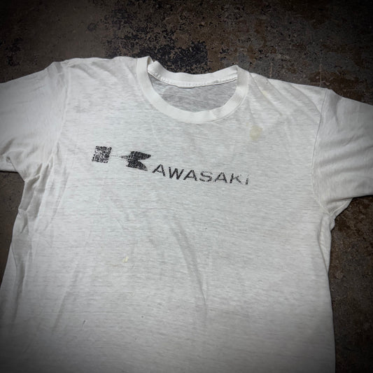 Vintage 80s Kawasaki Motorcycles Paper Thin Distressed Tee