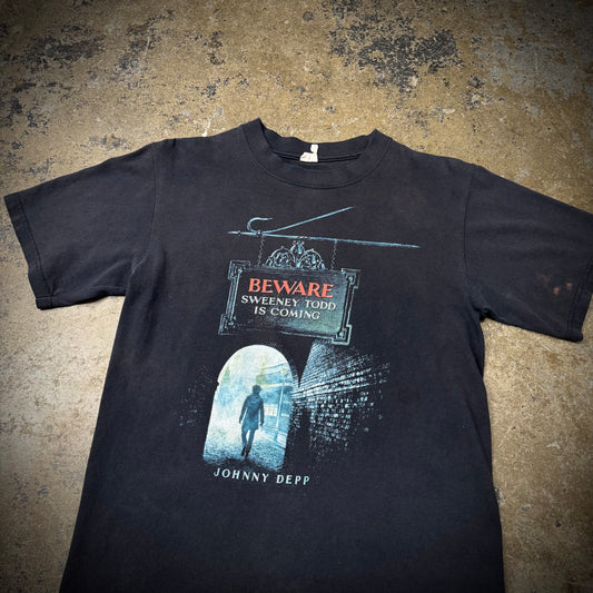 Vintage 00s Sweeney Todd Faded Black Movie Promo T-Shirt