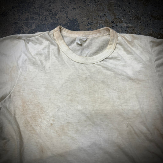 Vintage 70s/80s Mud Wash Blank White Distressed T-Shirt