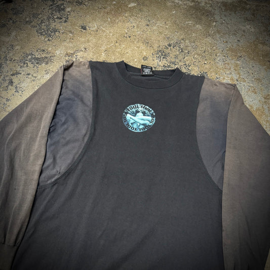 Vintage 90s TOOL The Embrace Ramiro Rodriguez Caduceus Repaired Faded Black L/S Band Tee
