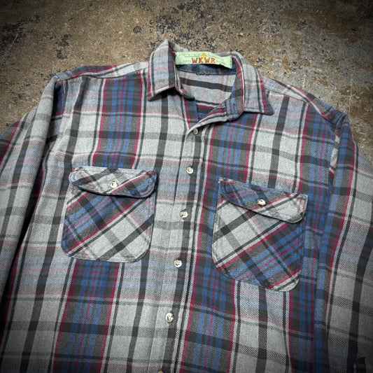 Vintage 90s Anchor Blue Cotton Flannel L/S Shirt