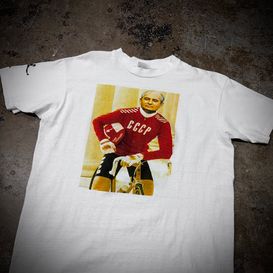 Vintage 90s USSR Gorbachev Cycling Soviet Union CCCP T-Shirt