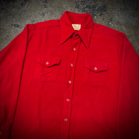 Vintage 1960s Sears 100% Cotton Red Corduroy Work Shirt