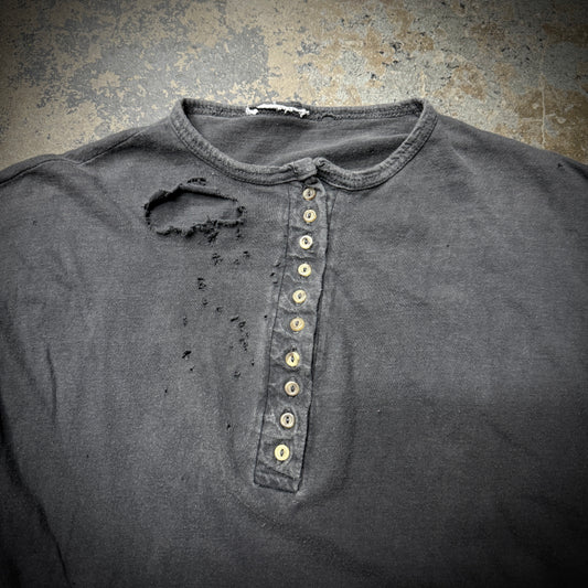 Vintage 10 Button Henley Faded Black T-Shirt