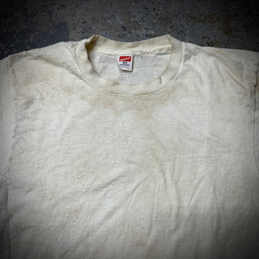Vintage 70s/80s Hanes Mud Wash Blank White Cotton Tee