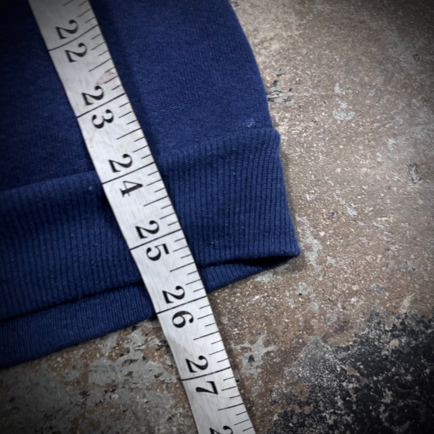 Vintage 80s Saftey Pin Closure Faded Navy Zip Hoodie