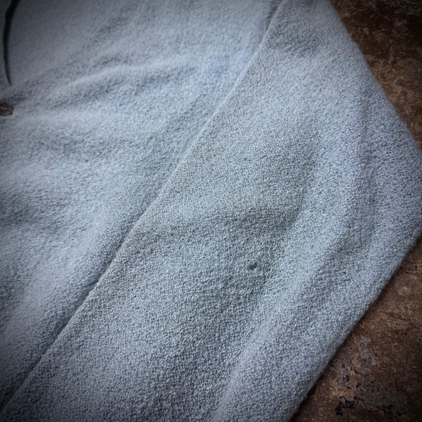 Vintage 70s Fuzzy Light Blue Acrylic/Wool Blend Cardigan Sweater