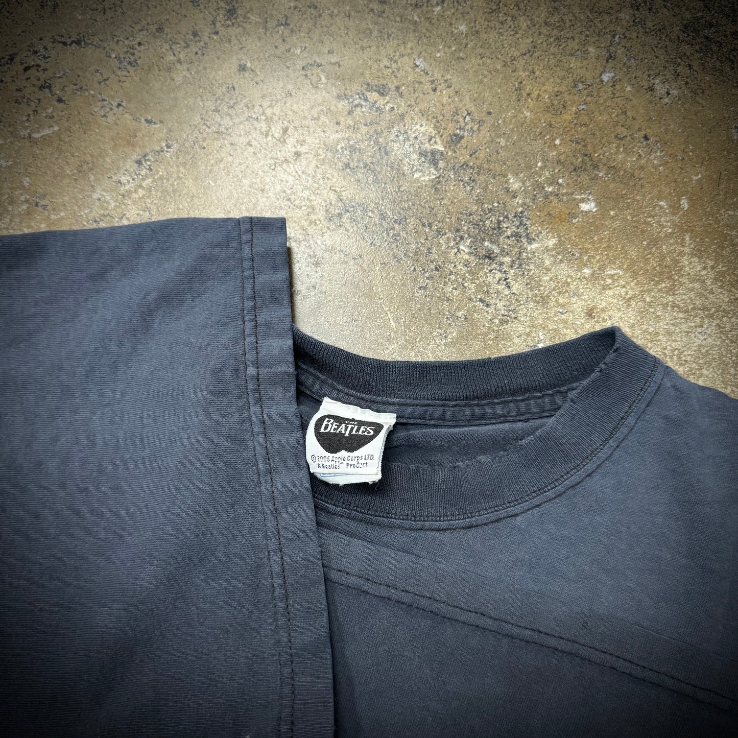 Vintage 00s The Beatles Faded Black Distressed Band Tee