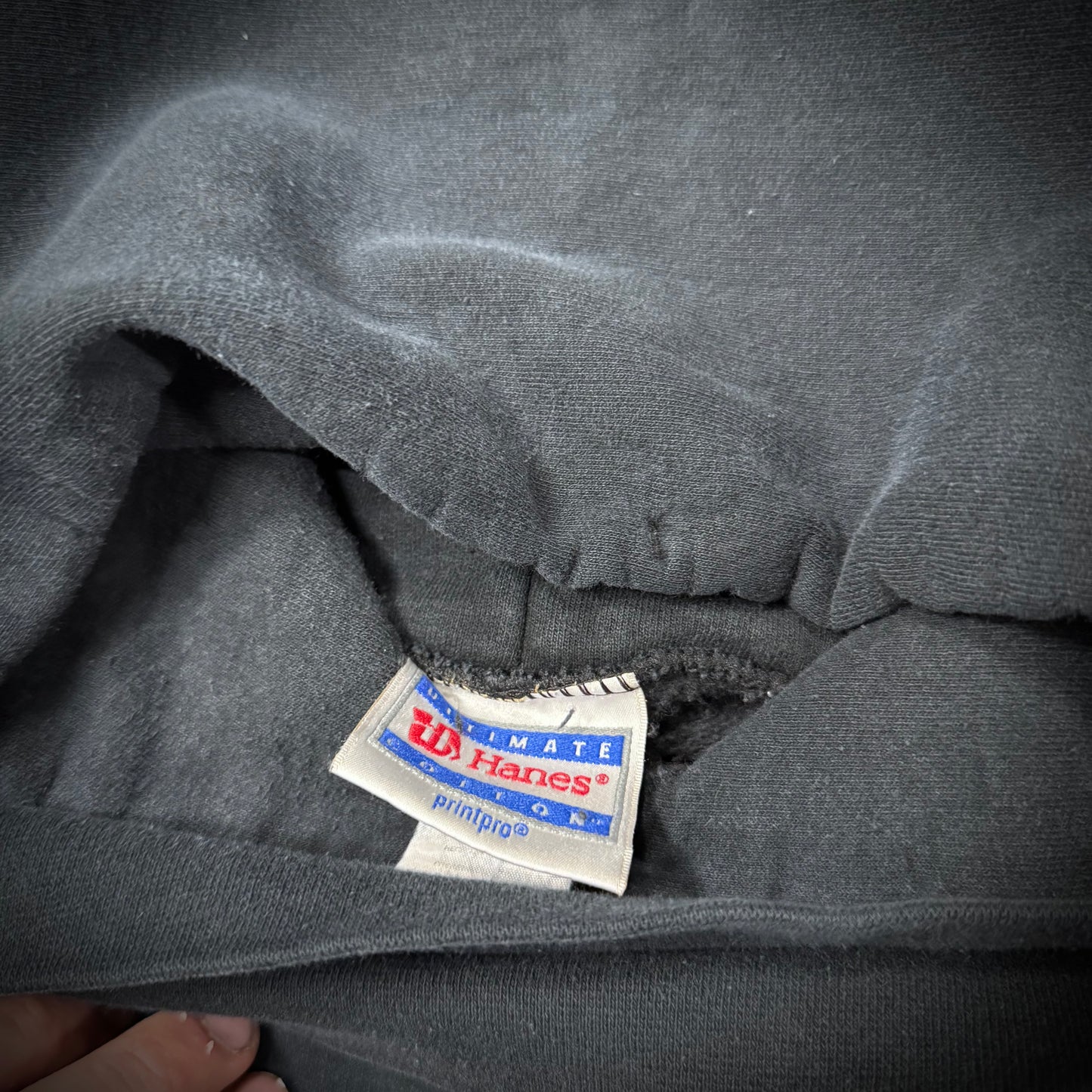 Vintage 00s Motley Crue Pentagram Faded Black Heavy Cotton Hoodie