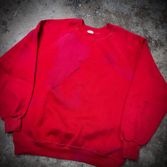 Vintage 70s Sportswear Distressed Blank Red Crewneck Raglan Sweatshirt