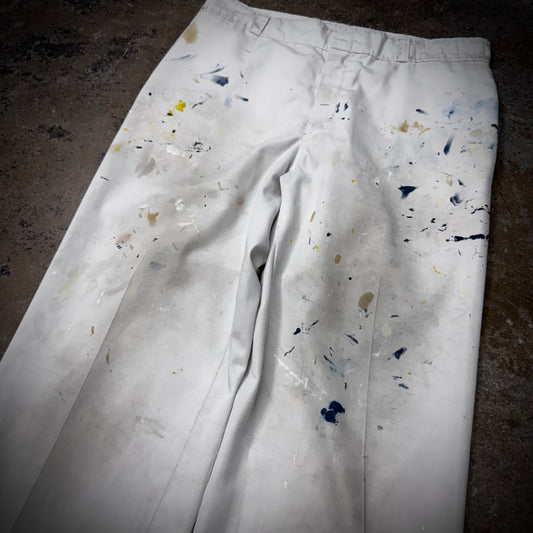 Vintage 60s/70s White Paint Stained Chino Pants