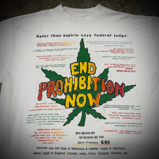 Vintage 90s End Prohibition Now Pearl Jam Grateful Dead Weed Tee