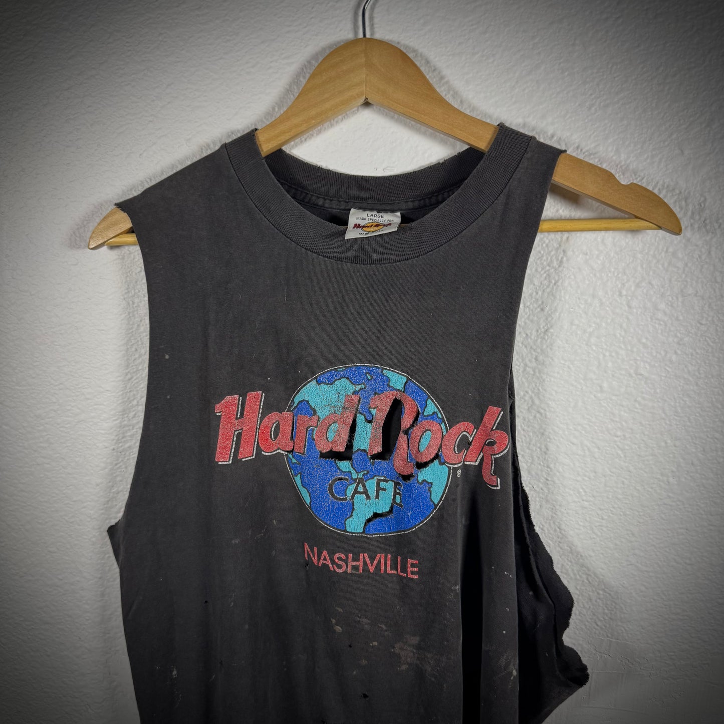 Vintage Thrashed Hard Rock Cafe Cut off Tee