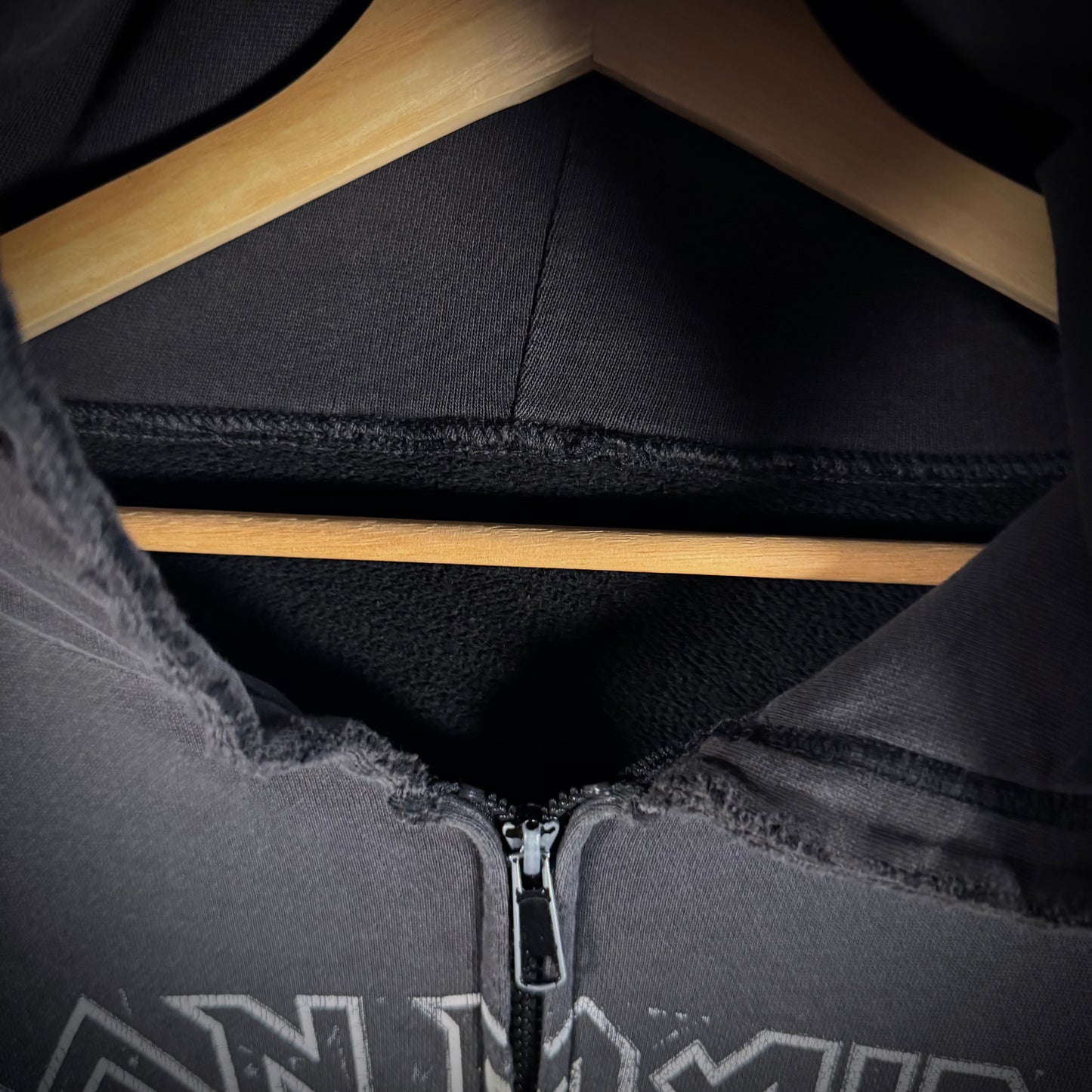 Vintage Iron Maiden Thrashed Band Tee Style Zip Up Hoodie