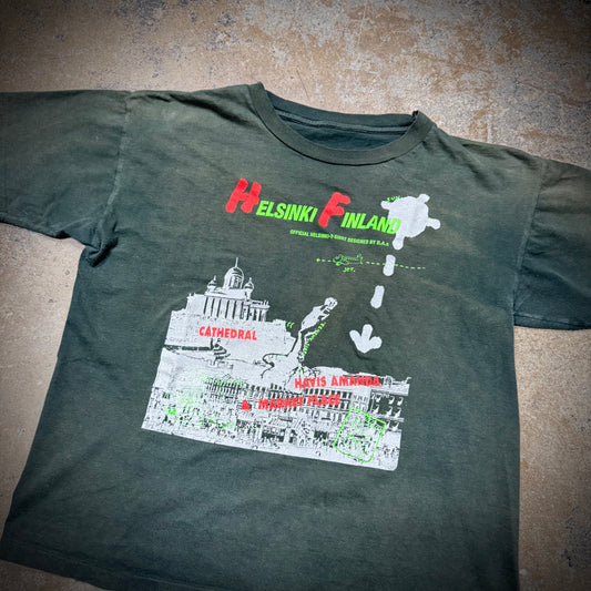 Vintage 90s Faded Black Helsinki Tourist Tee
