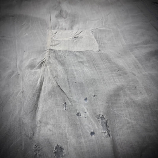 Vintage 50s Thrashed & Repaired Chambray Button Up Work Shirt