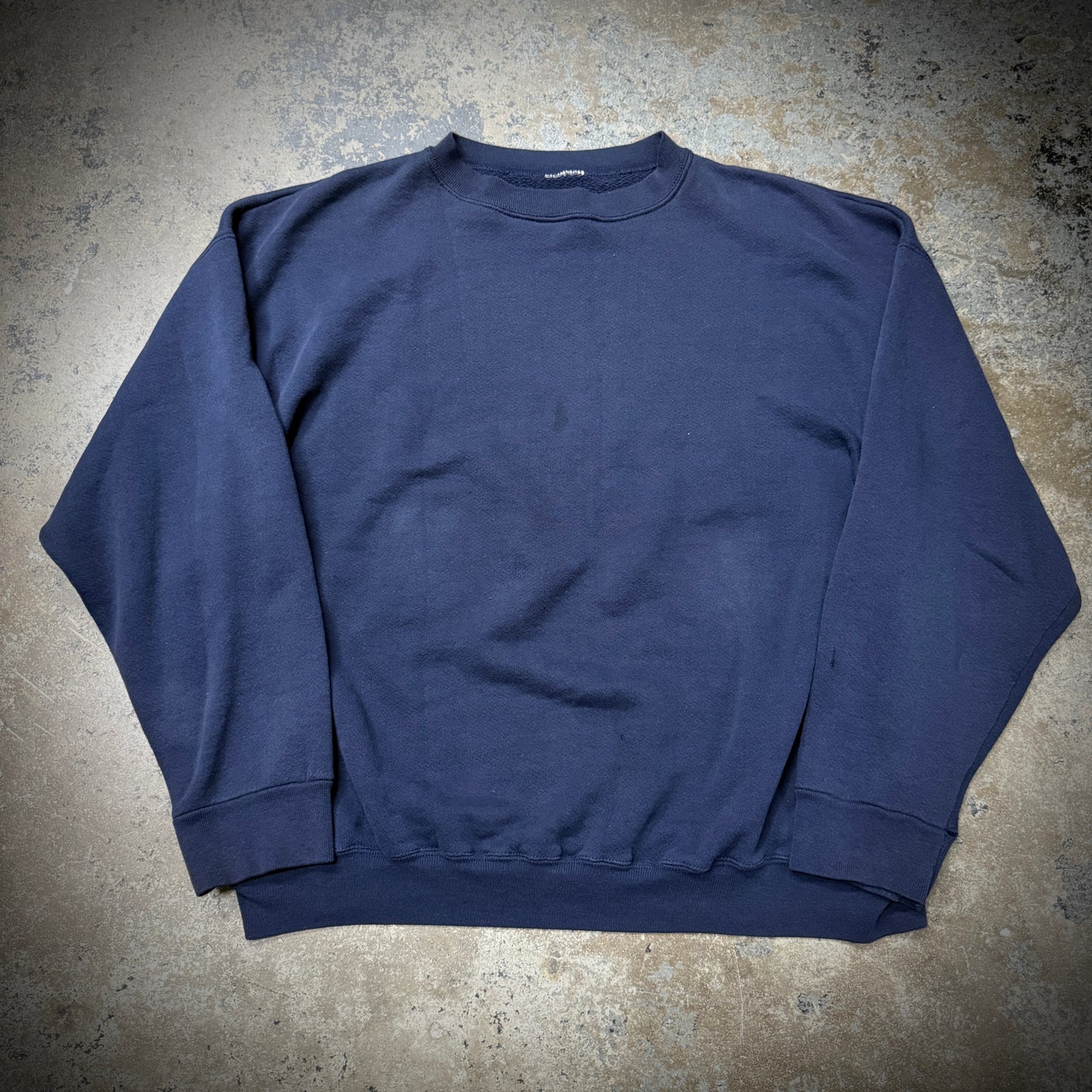 Vintage Navy Blue Navy Blue Cotton Blank Sweatshirt