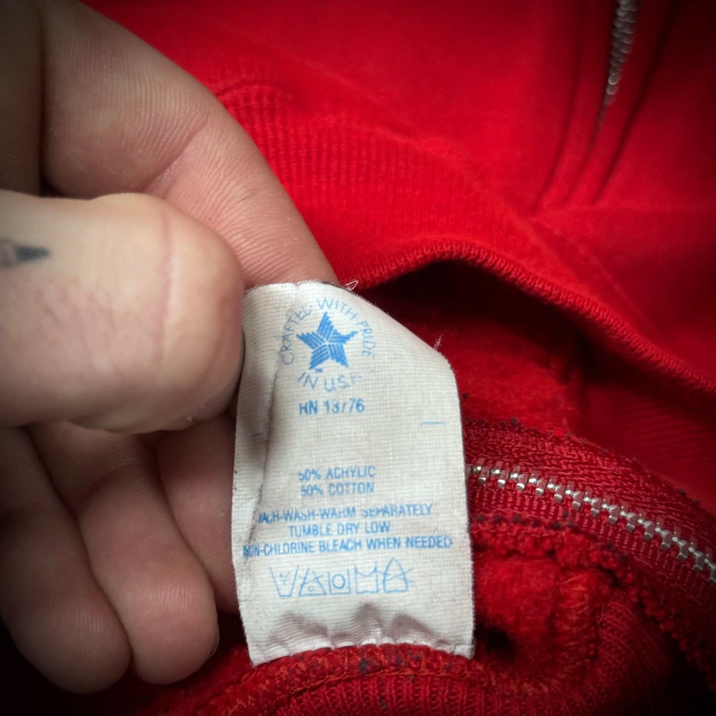 Vintage 70s Red Zip Up Hoodie