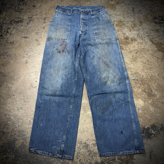 Vintage 1940s WW2 US Navy Fatigue Pocket Denim Jeans