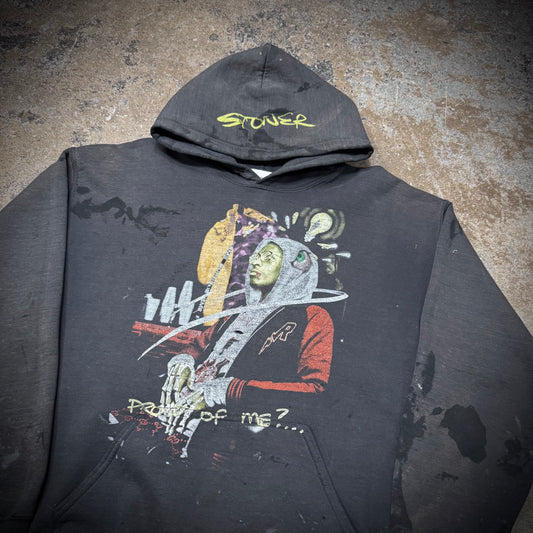 2014 Young Thug Stoner Faded Black Thrashed Hoodie