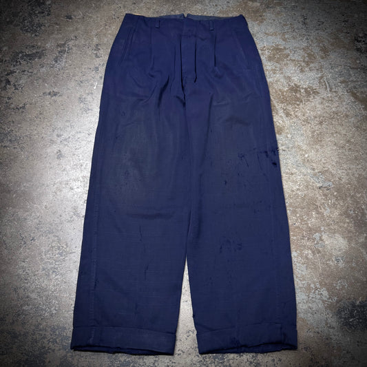 Vintage 40s/50s Distressed Rayon Wool Blend Trousers