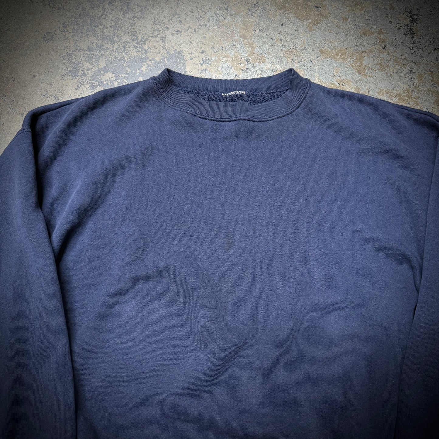 Vintage Navy Blue Navy Blue Cotton Blank Sweatshirt
