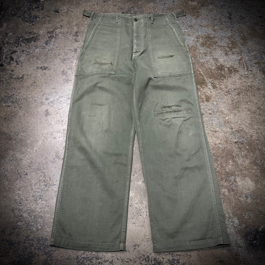 Vintage 60s Distressed and Repaired OG 107 HBT Fatigue Pants