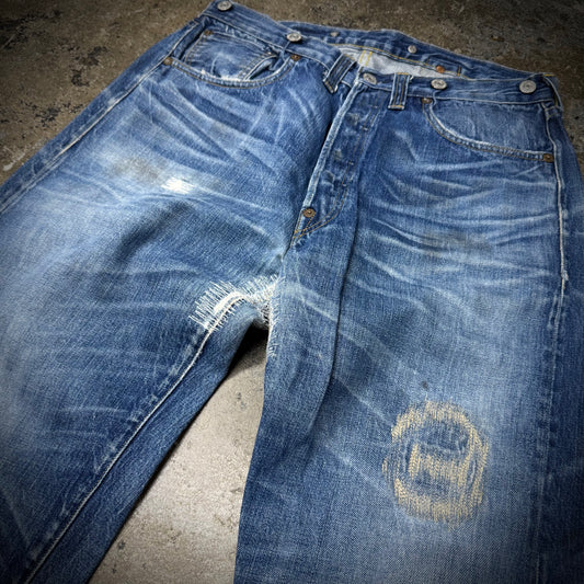 Vintage 2001 Levi’s LVC 1933 Buckle Back Distressed and Repaired Denim Jeans