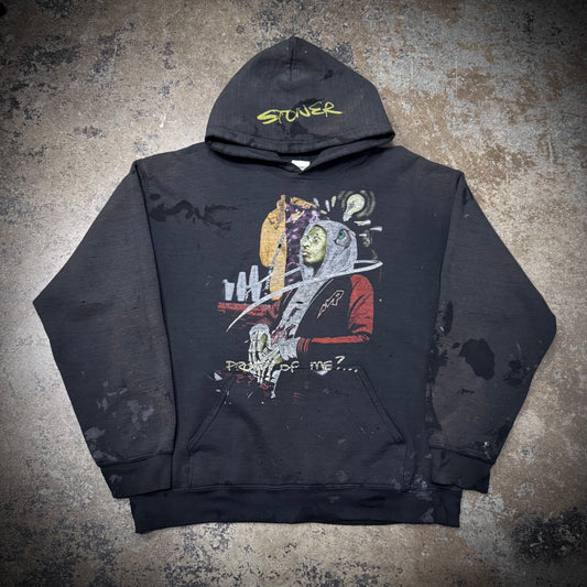 2014 Young Thug Stoner Faded Black Thrashed Hoodie