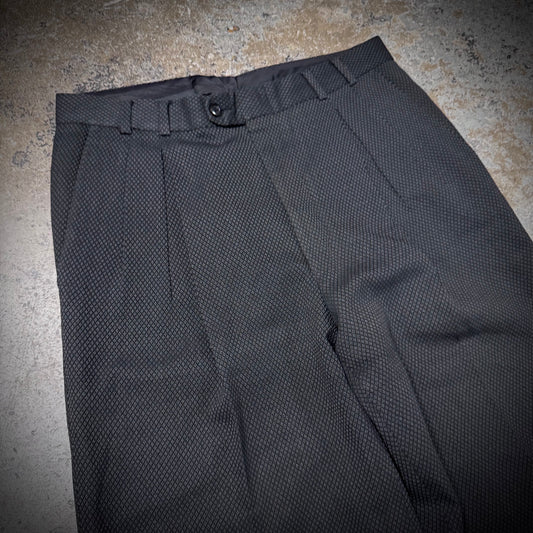 Vintage 70s Wide Leg Black Double Pleated Trousers