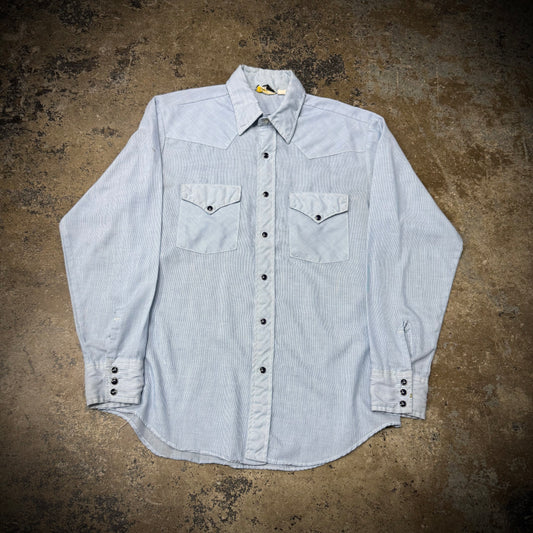 Vintage 60s The Westerner Selvedge Hickory Stripe Chambray Pearl Snap Shirt