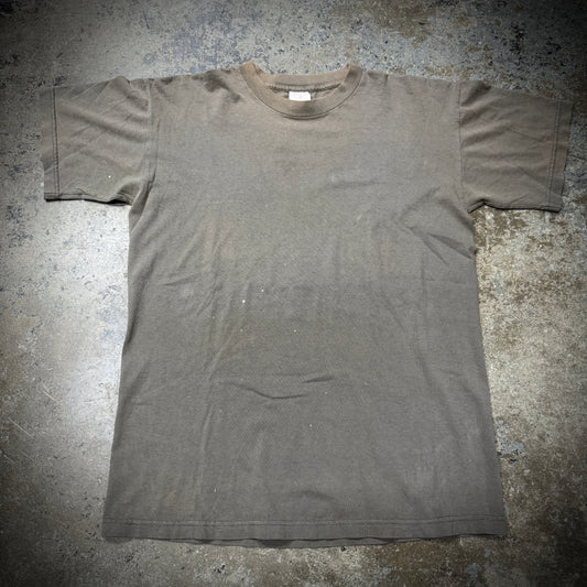 Vintage 90s Distressed & Faded Brown Paint Stain Blank Tee
