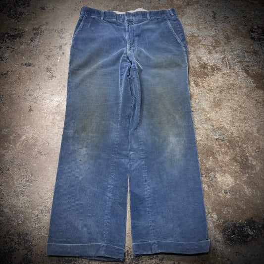 Vintage 80s Distressed Blue Corduroy Chino Pants