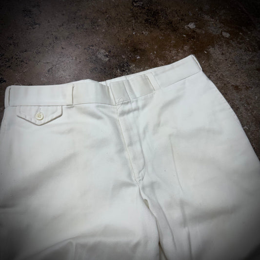 Vintage 70s At Ease Baggy Wide Leg White Chino Pants