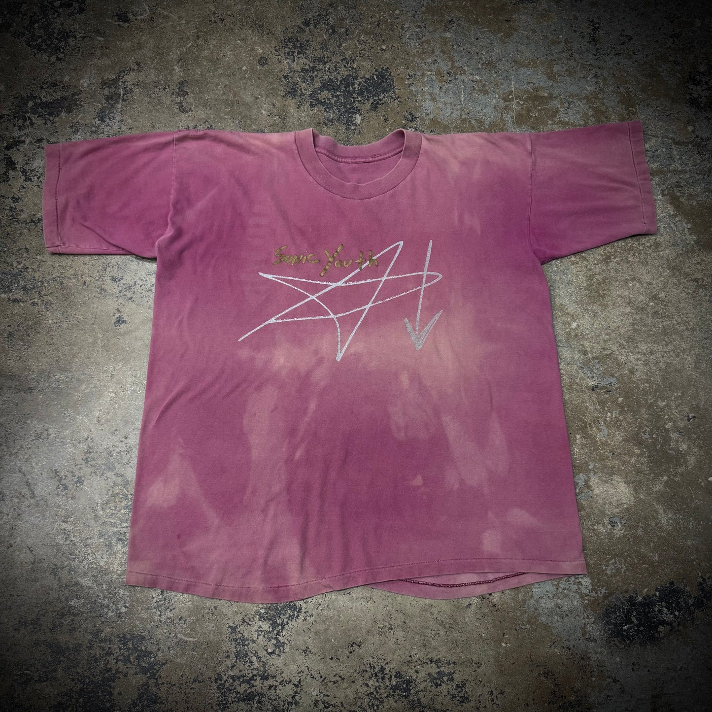 Vintage 90s Sonic Youth Faded Burgundy Distressed Band Tee