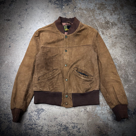 Vintage 60s/70s Silton California Distressed Suede Leather Bomber Jacket