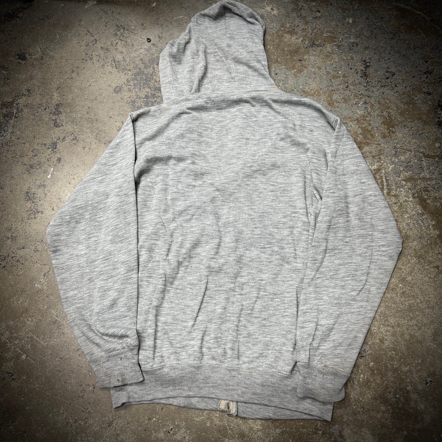 Vintage 70s Thermal Lined Blanket Grey Distressed Zip Up Hoodie