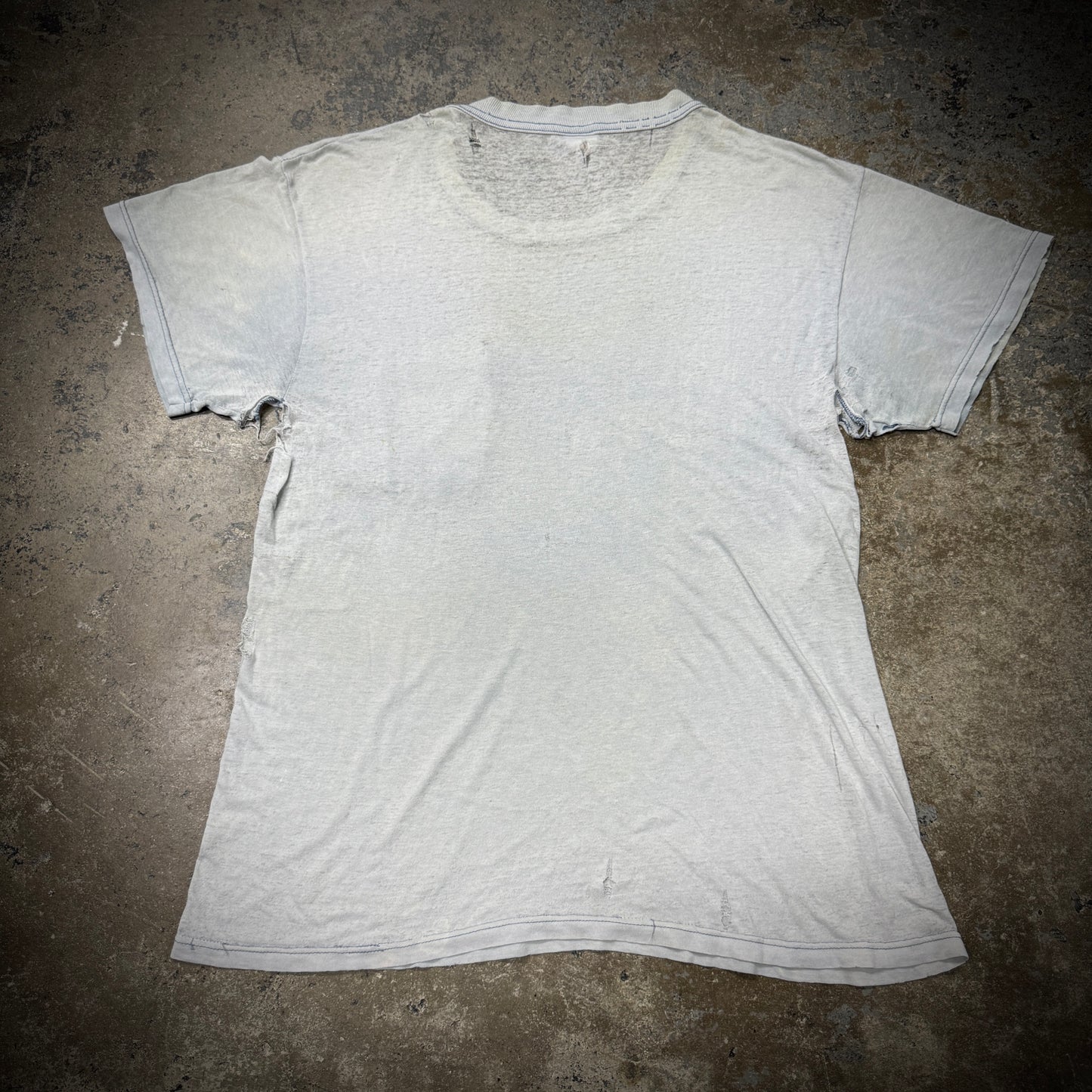 Vintage 80s Paper Thin Grey Thrashed Blank Pocket Tee