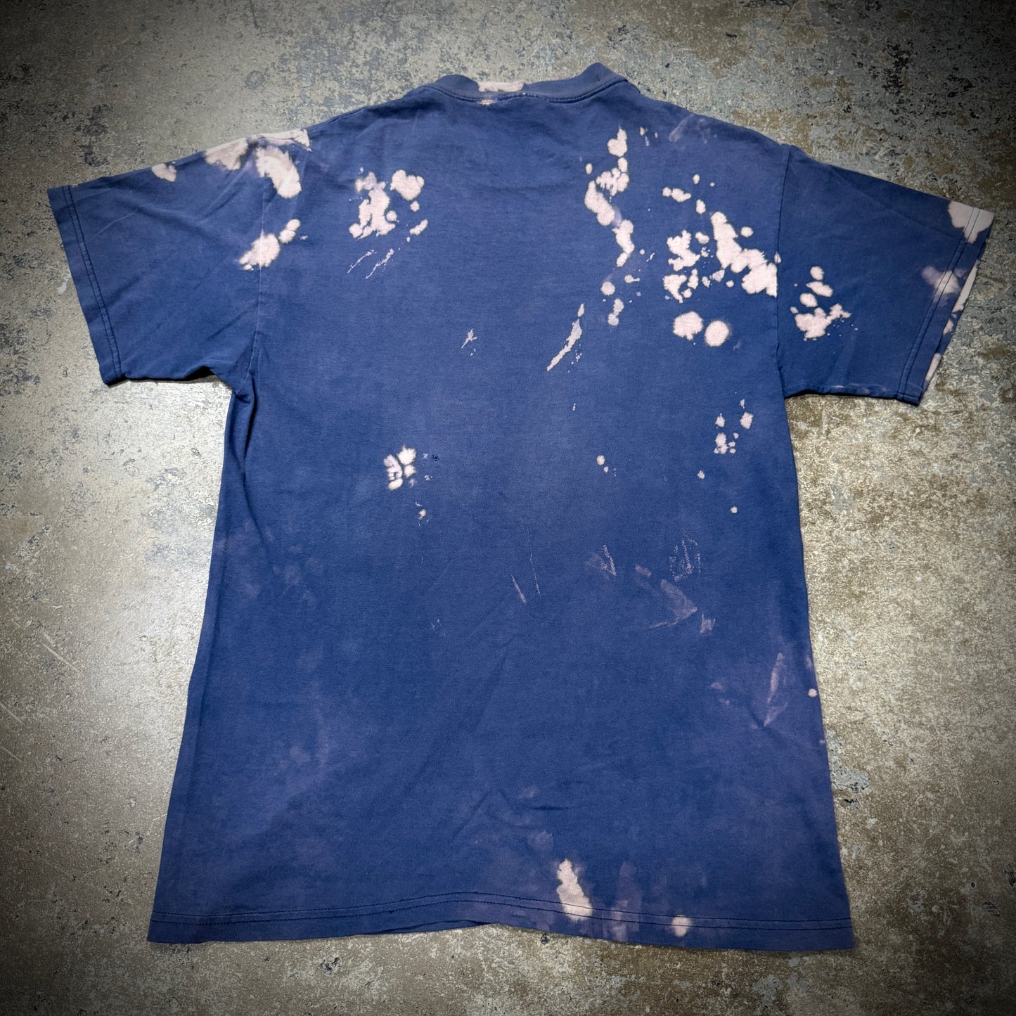 Vintage 90s Navy Blue Bleach Stain Distressed Blank Tee