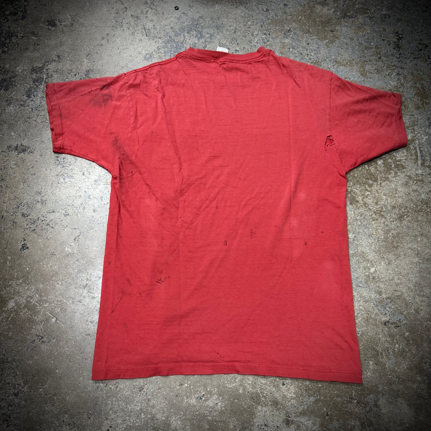 Vintage 80s Cheetah Faded & Distressed Red Blank Pocket Tee