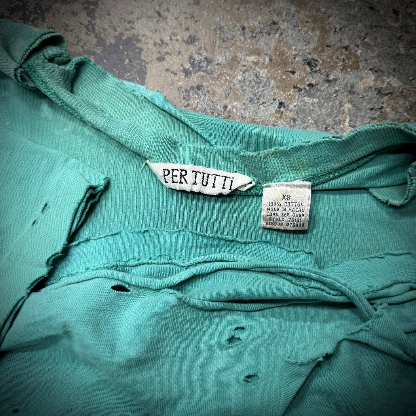 Vintage 80s/90s Thrashed Bleach Stain Light Blue Blank T-Shirt